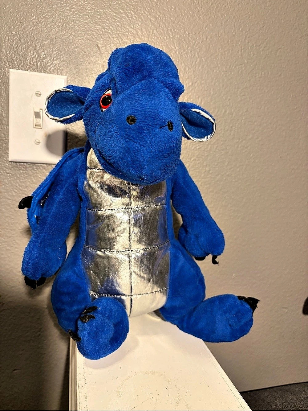 Animaland Crystal Fire Fury Blue Silver Dragon 12x6 Plush Nanco 2010 Stuffed